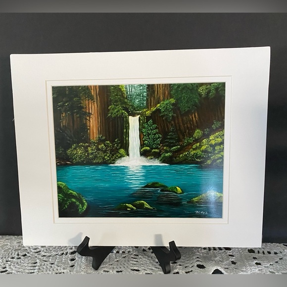 Hand Crafted Waterfall Landscape Art Print - Picture 5 of 5